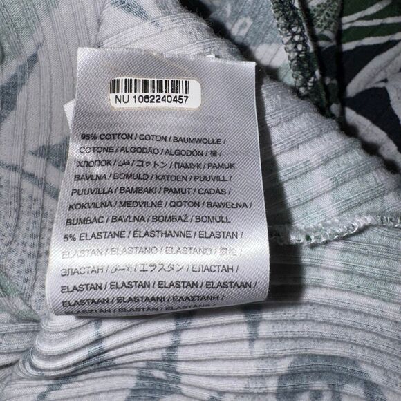 Farm Rio Printed Long-Sleeve Ribbed Bodysuit Green Black | Large - Picture 11 of 14